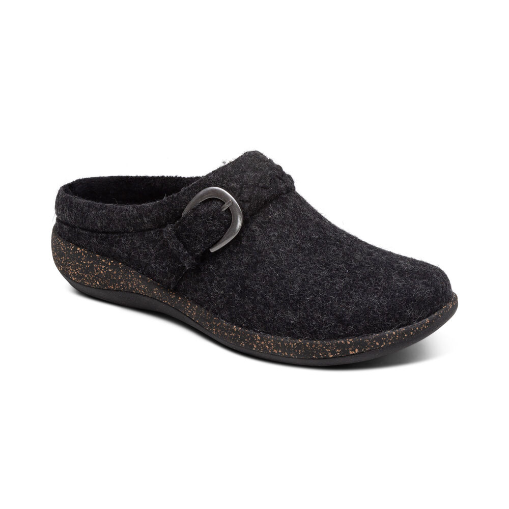 Aetrex Women's Libby Comfort Clogs - Black | USA 312QYDM